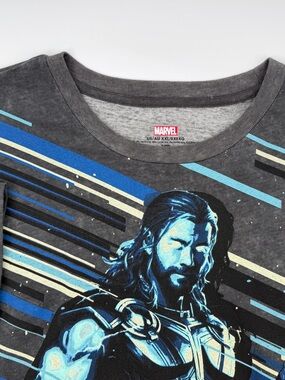 Marvel Thor Tee - Charcoal with Blue Artwork Shirt Men’s XXL